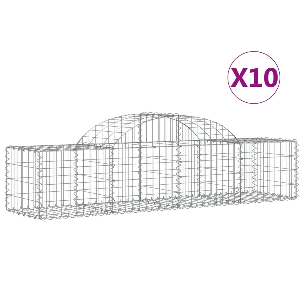 Coșuri gabion arcuite 10 buc, 200x50x40/60 cm, fier galvanizat