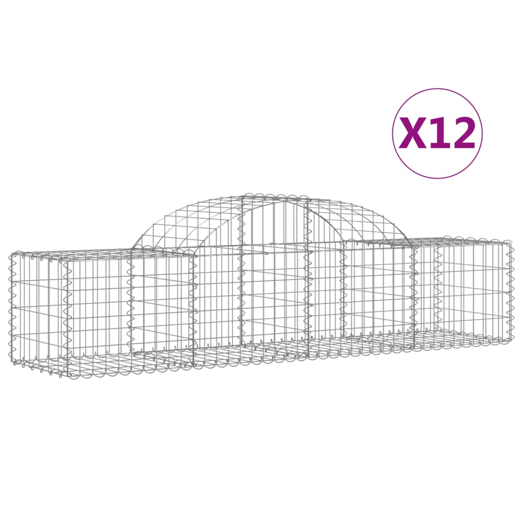 Coșuri gabion arcuite 12 buc, 200x50x40/60 cm, fier galvanizat