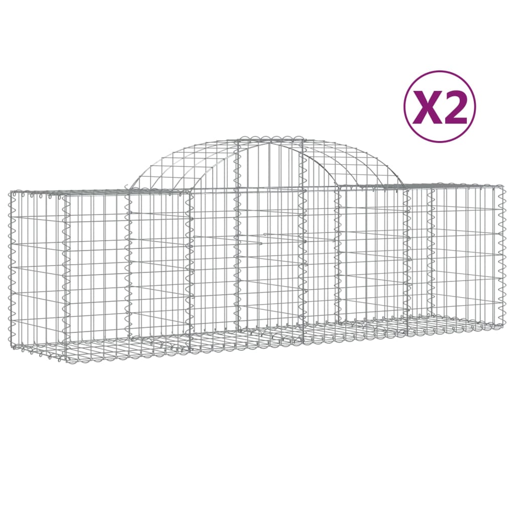 Coșuri gabion arcuite 2 buc, 200x50x60/80 cm, fier galvanizat