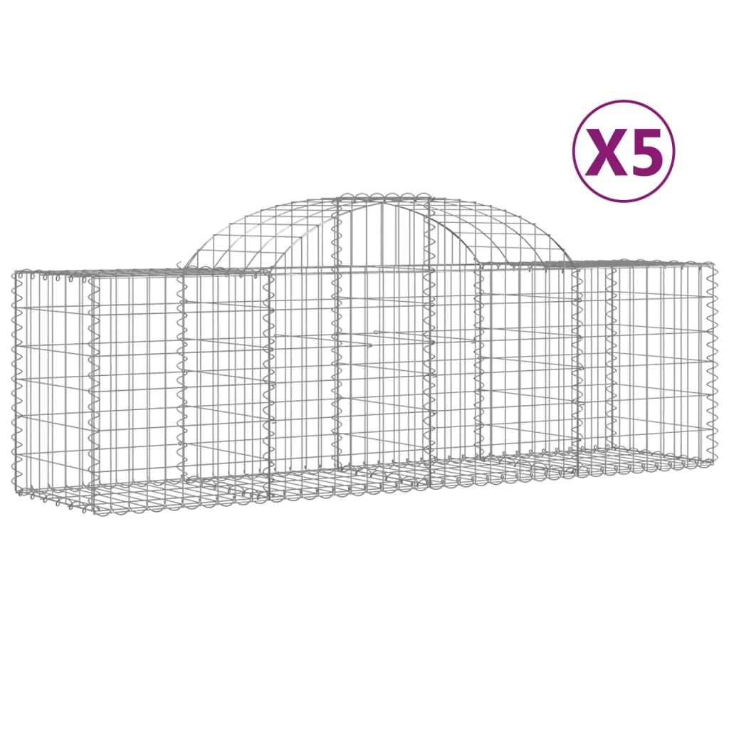 Coșuri gabion arcuite 5 buc, 200x50x60/80 cm, fier galvanizat