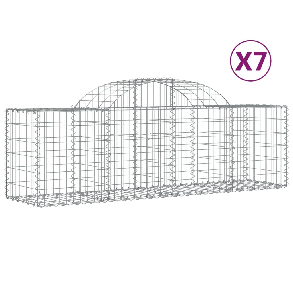 Coșuri gabion arcuite 7 buc, 200x50x60/80 cm, fier galvanizat