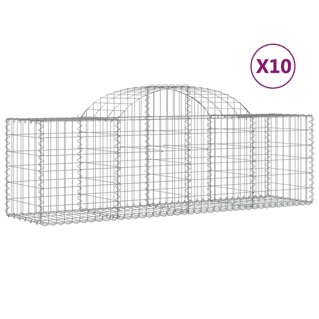 Coșuri gabion arcuite 10 buc, 200x50x60/80 cm, fier galvanizat