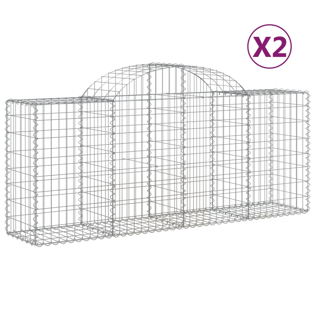 Coșuri gabion arcuite 2 buc, 200x50x80/100 cm, fier galvanizat