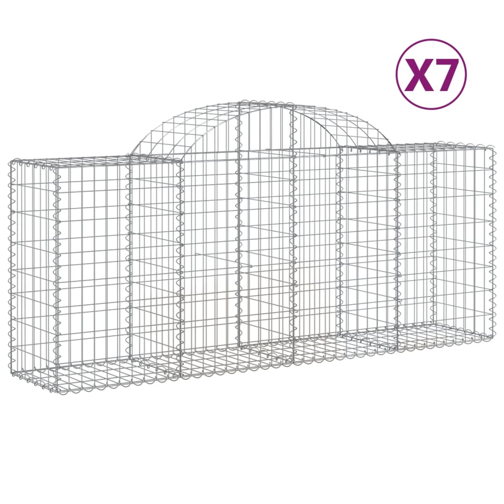 Coșuri gabion arcuite 7 buc, 200x50x80/100 cm, fier galvanizat