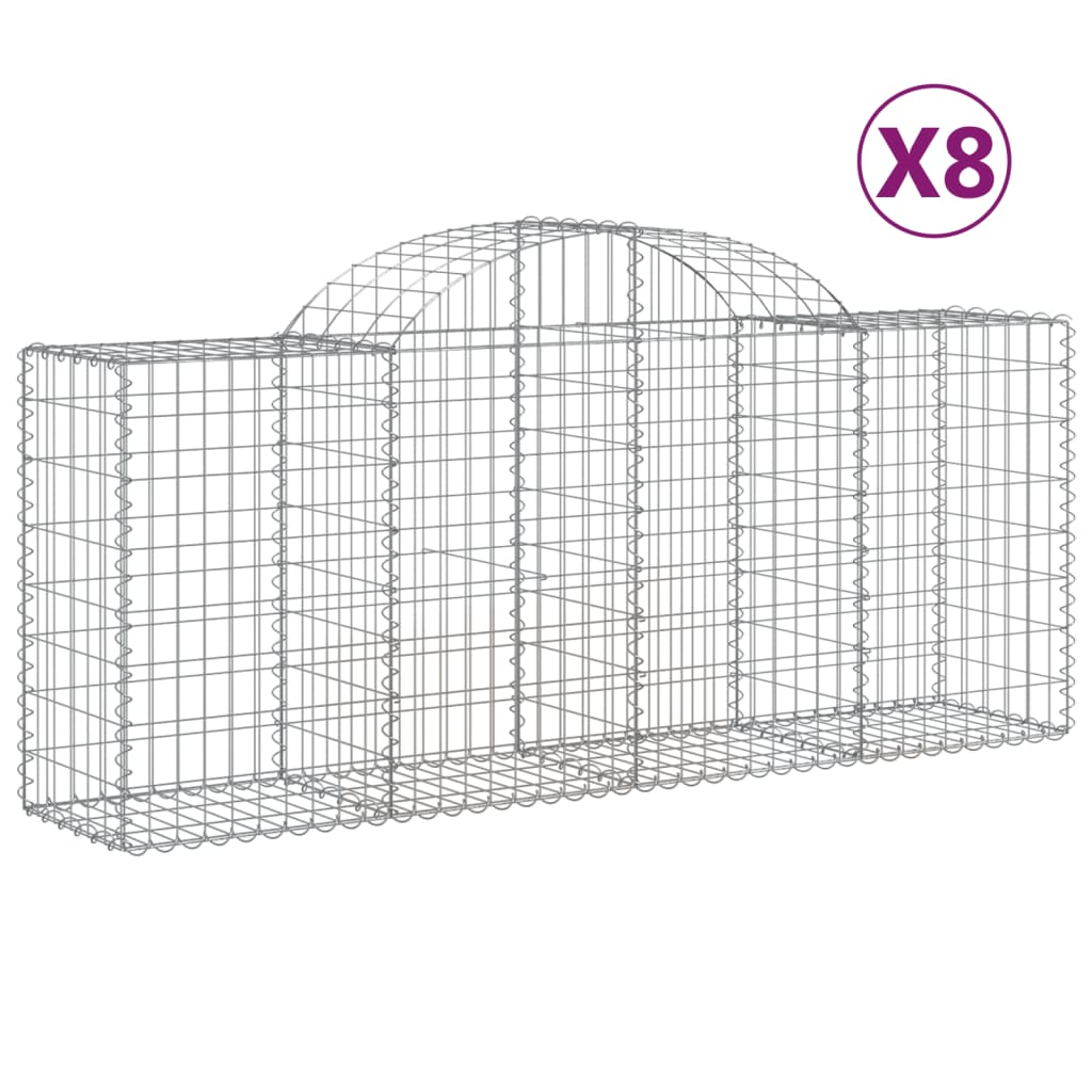 Coșuri gabion arcuite 8 buc, 200x50x80/100 cm, fier galvanizat