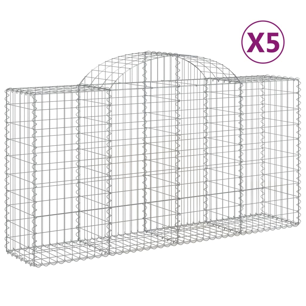 Coșuri gabion arcuite 5 buc, 200x50x100/120 cm fier galvanizat