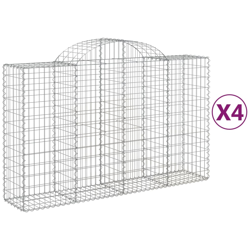 Coșuri gabion arcuite 4 buc, 200x50x120/140 cm, fier galvanizat