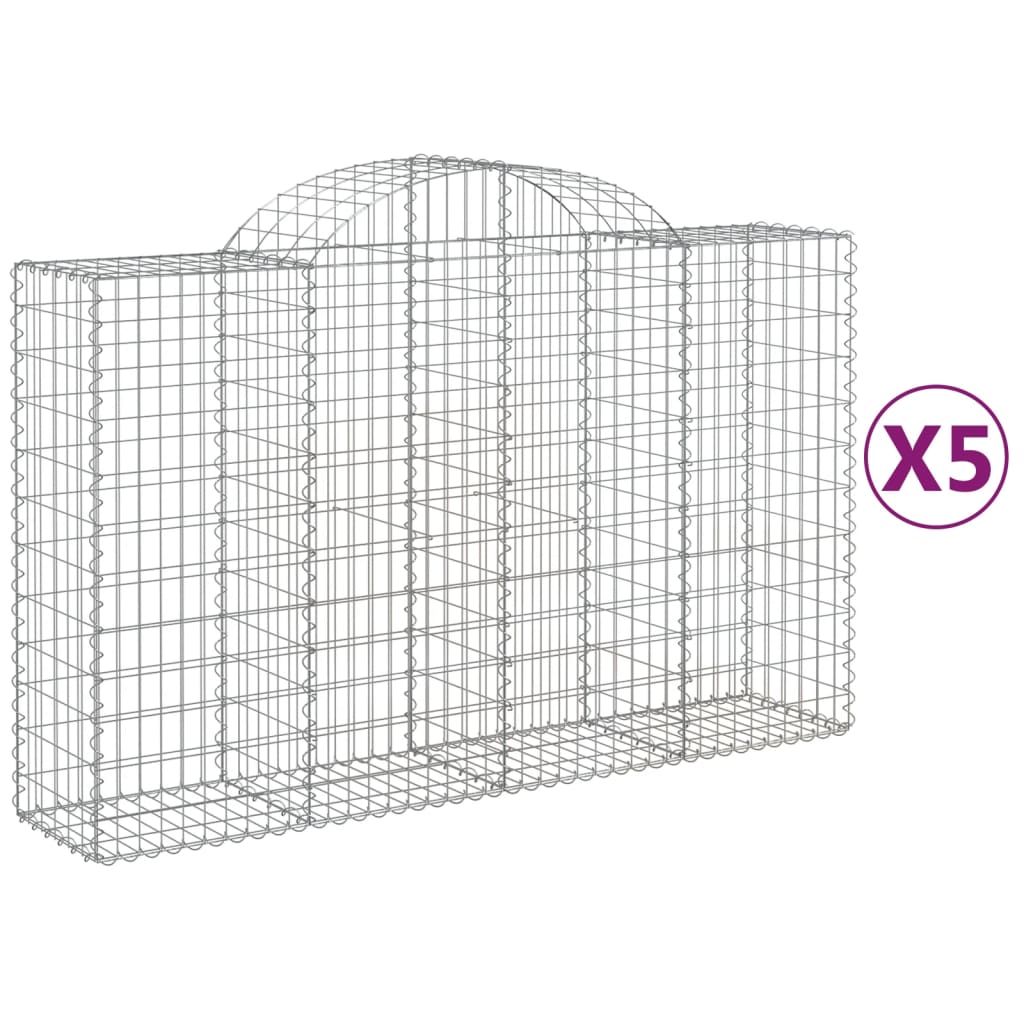 Coșuri gabion arcuite 5 buc, 200x50x120/140 cm, fier galvanizat