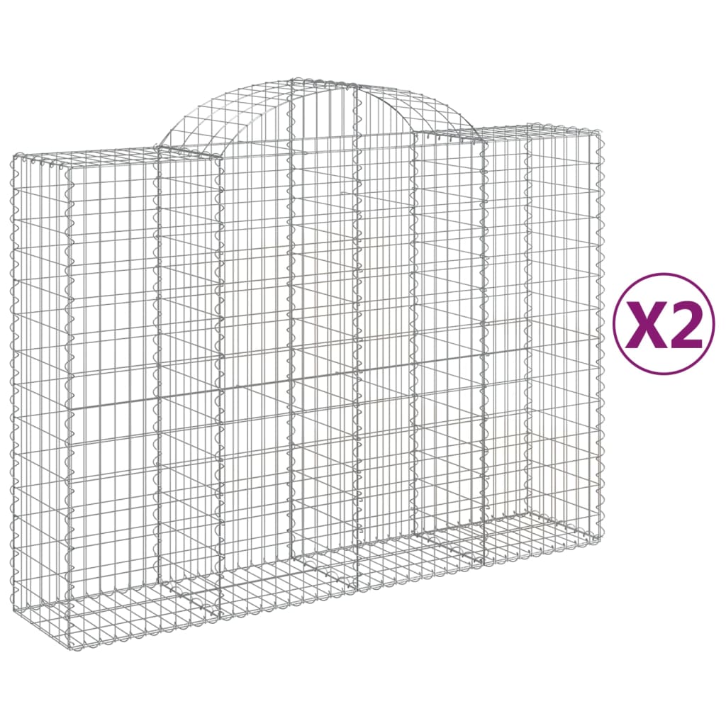 Coșuri gabion arcuite 2 buc, 200x50x140/160 cm, fier galvanizat