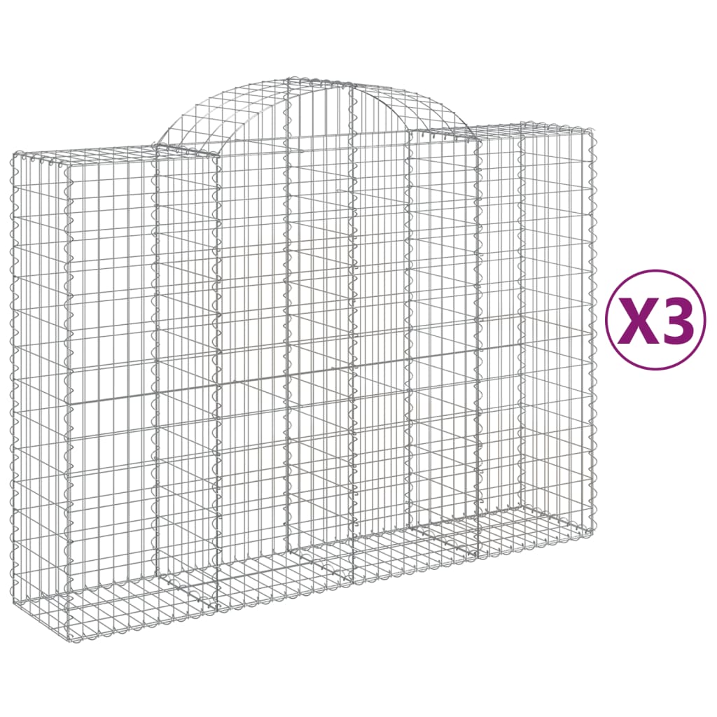 Coșuri gabion arcuite 3 buc, 200x50x140/160cm, fier galvanizat