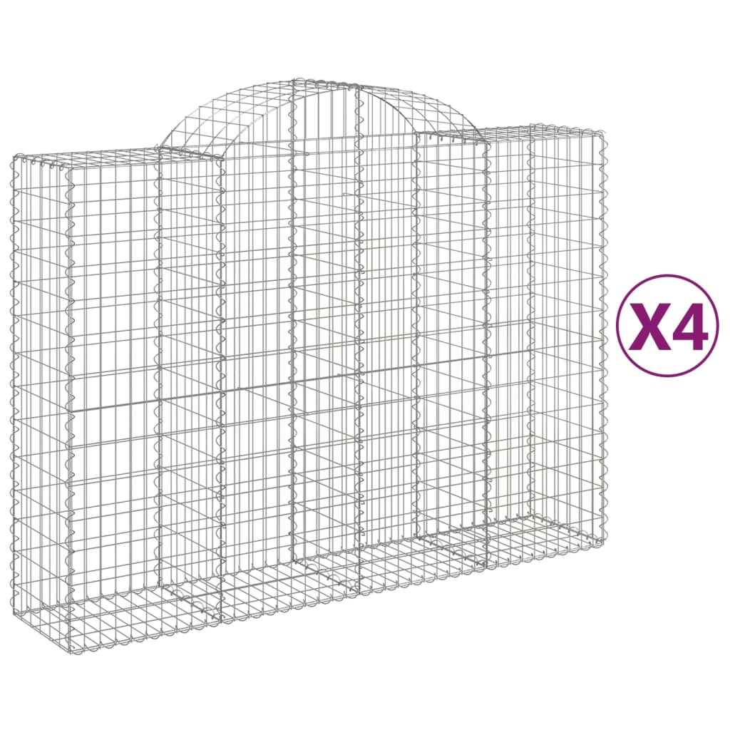 Coșuri gabion arcuite 4 buc, 200x50x140/160 cm, fier galvanizat