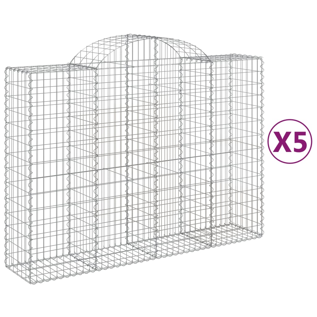 Coșuri gabion arcuite 5 buc, 200x50x140/160 cm, fier galvanizat