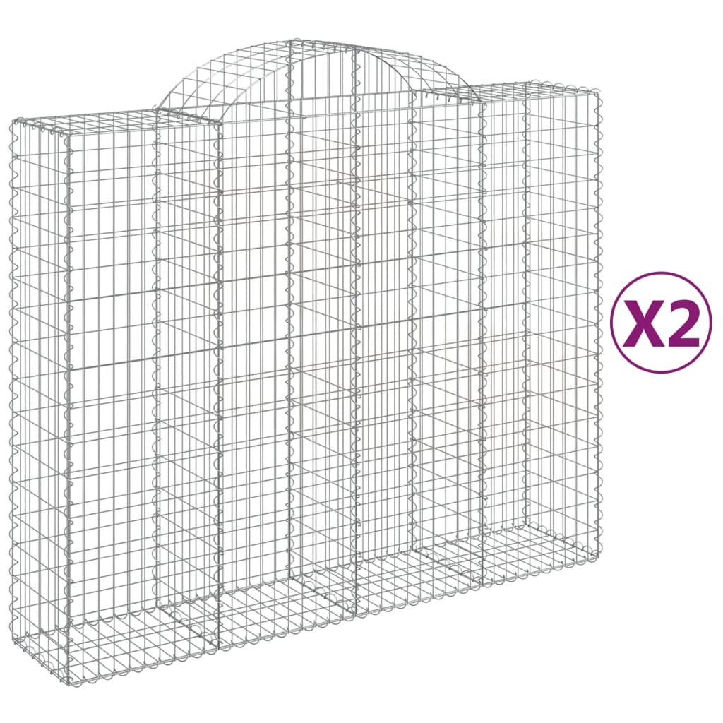 Coșuri gabion arcuite 2 buc, 200x50x160/180 cm, fier galvanizat