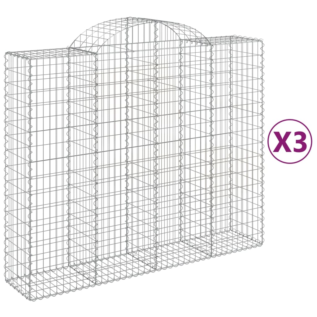 Coșuri gabion arcuite 3 buc, 200x50x160/180 cm, fier galvanizat