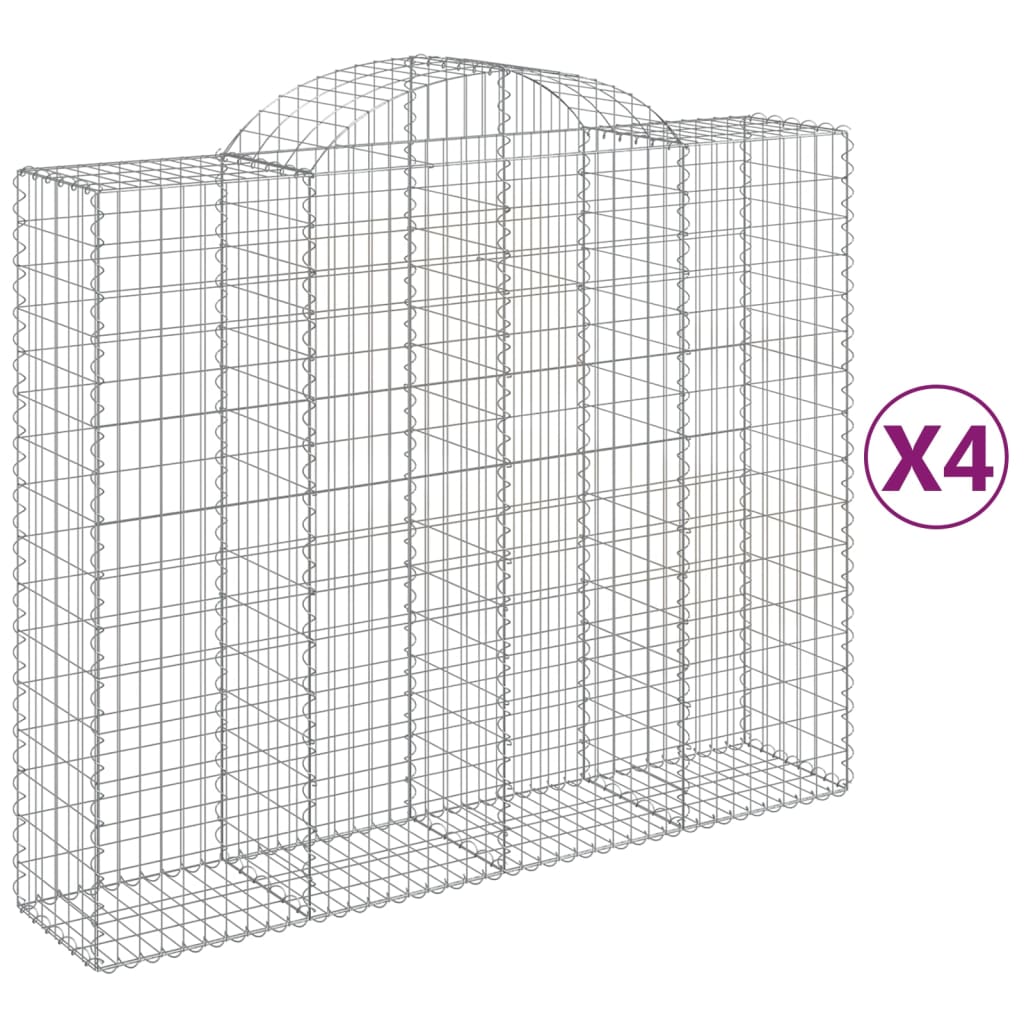 Coșuri gabion arcuite 4 buc, 200x50x160/180 cm, fier galvanizat