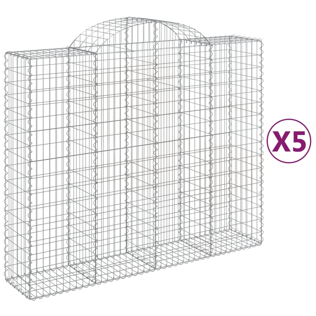 Coșuri gabion arcuite 5 buc, 200x50x160/180 cm, fier galvanizat