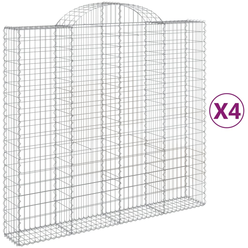 Coșuri gabion arcuite 4 buc, 200x50x180/200 cm, fier galvanizat