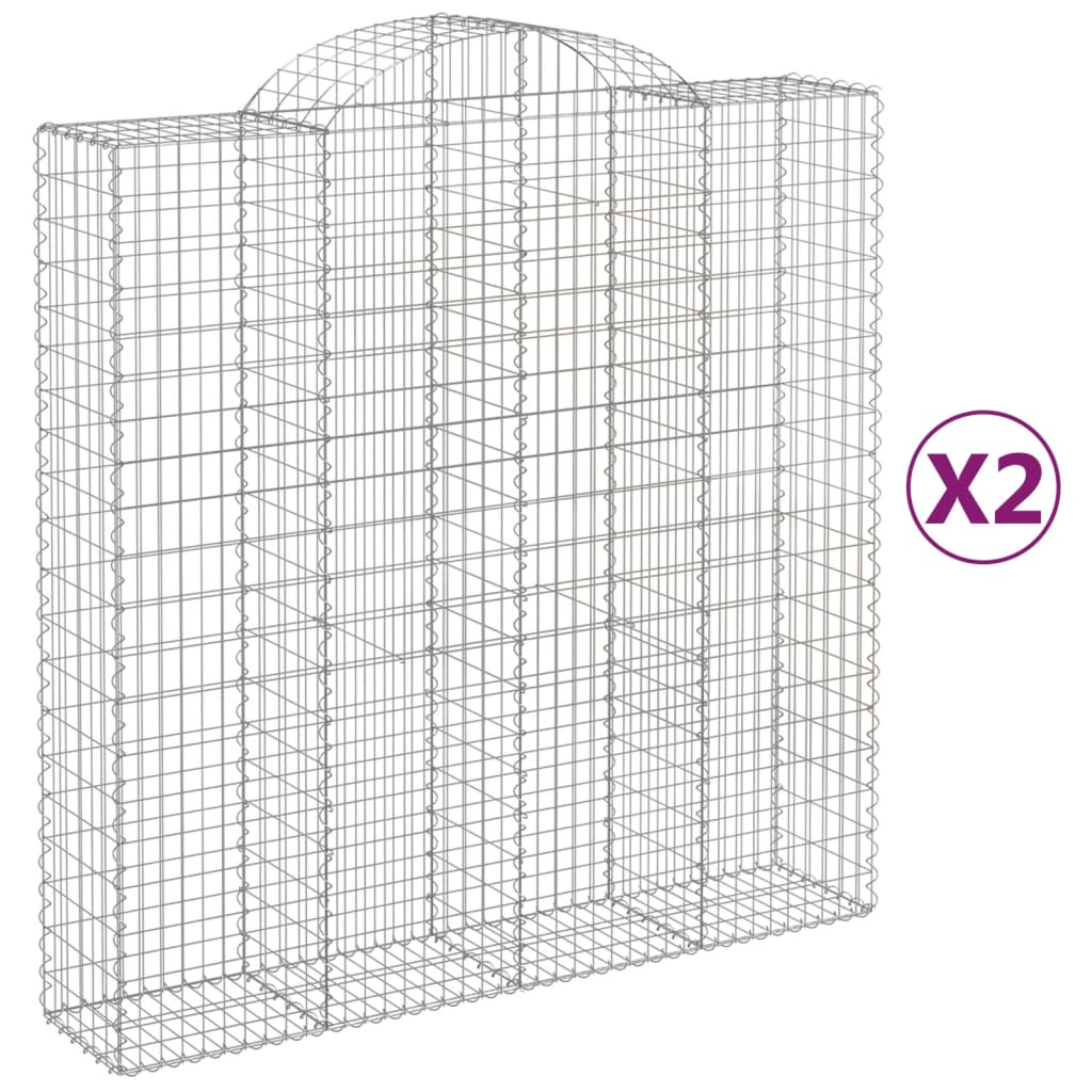 Coșuri gabion arcuite, 2 buc 200x50x200/220 cm, fier galvanizat