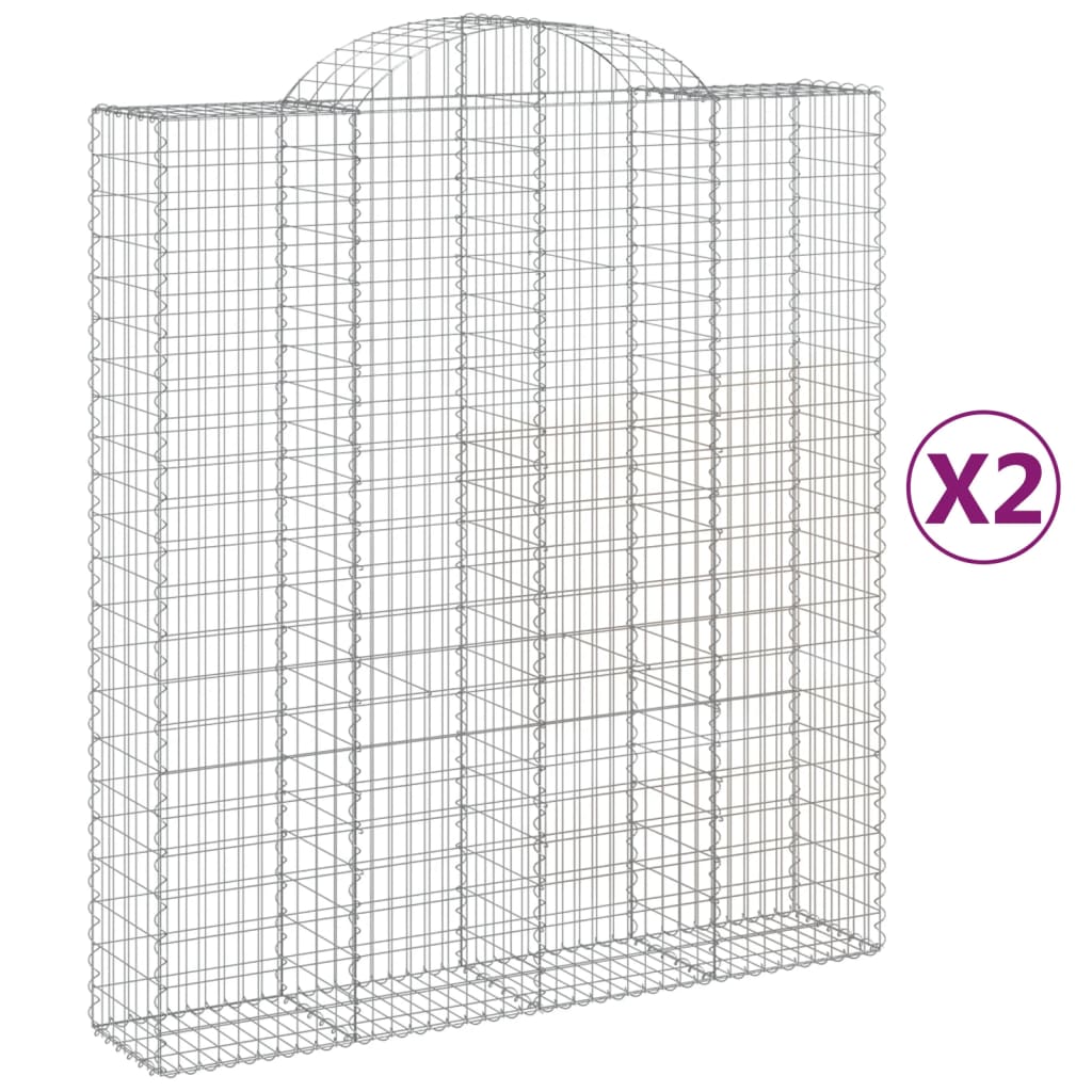 Coșuri gabion arcuite, 2 buc, 200x50x220/240cm, fier galvanizat