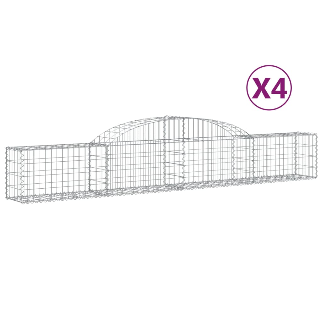 Coșuri gabion arcuite, 4 buc., 300x30x40/60 cm, fier galvanizat