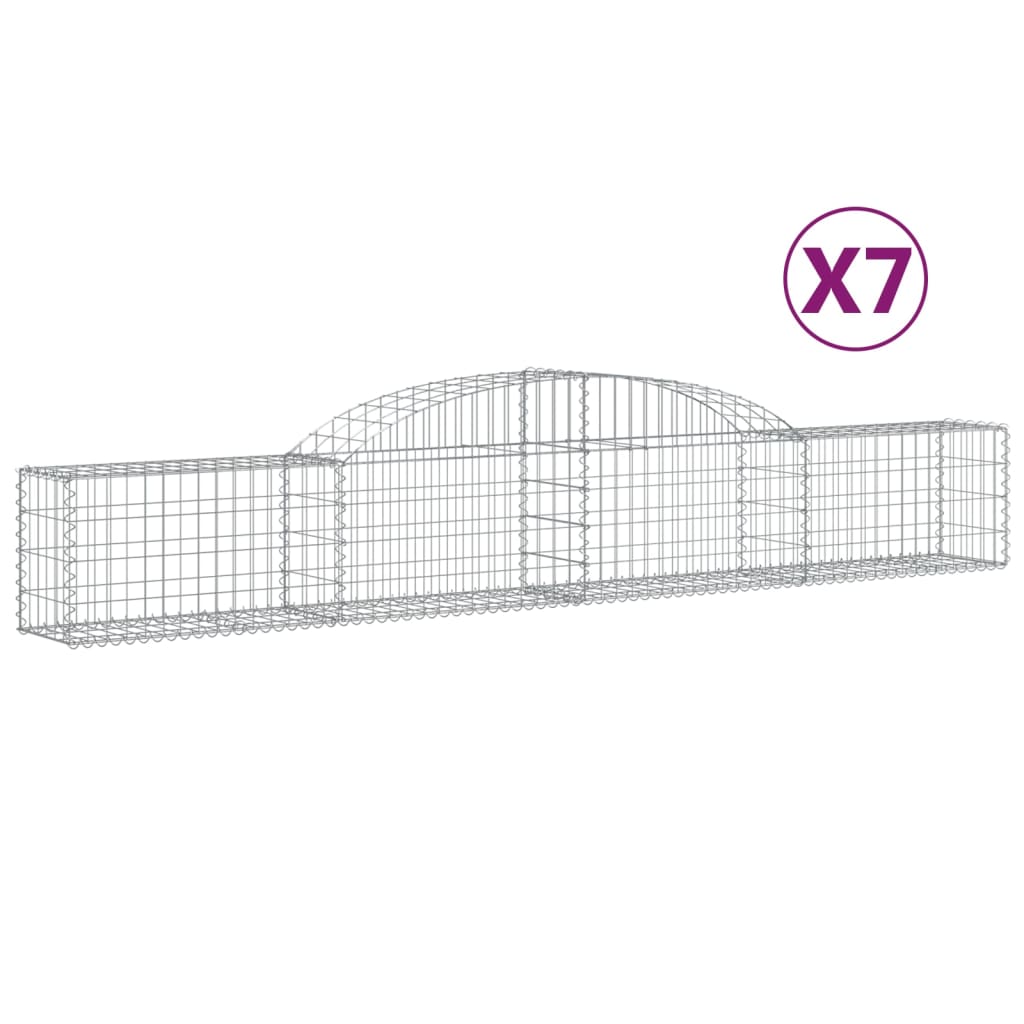 Coșuri gabion arcuite, 7 buc., 300x30x40/60 cm, fier galvanizat