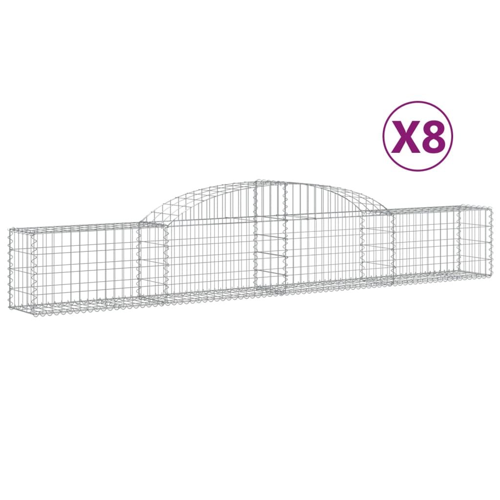 Coșuri gabion arcuite, 8 buc., 300x30x40/60 cm, fier galvanizat