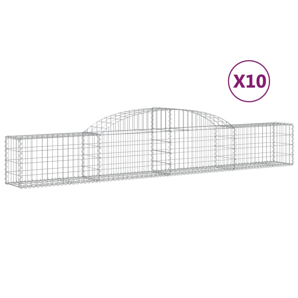 Coșuri gabion arcuite, 10 buc., 300x30x40/60cm, fier galvanizat