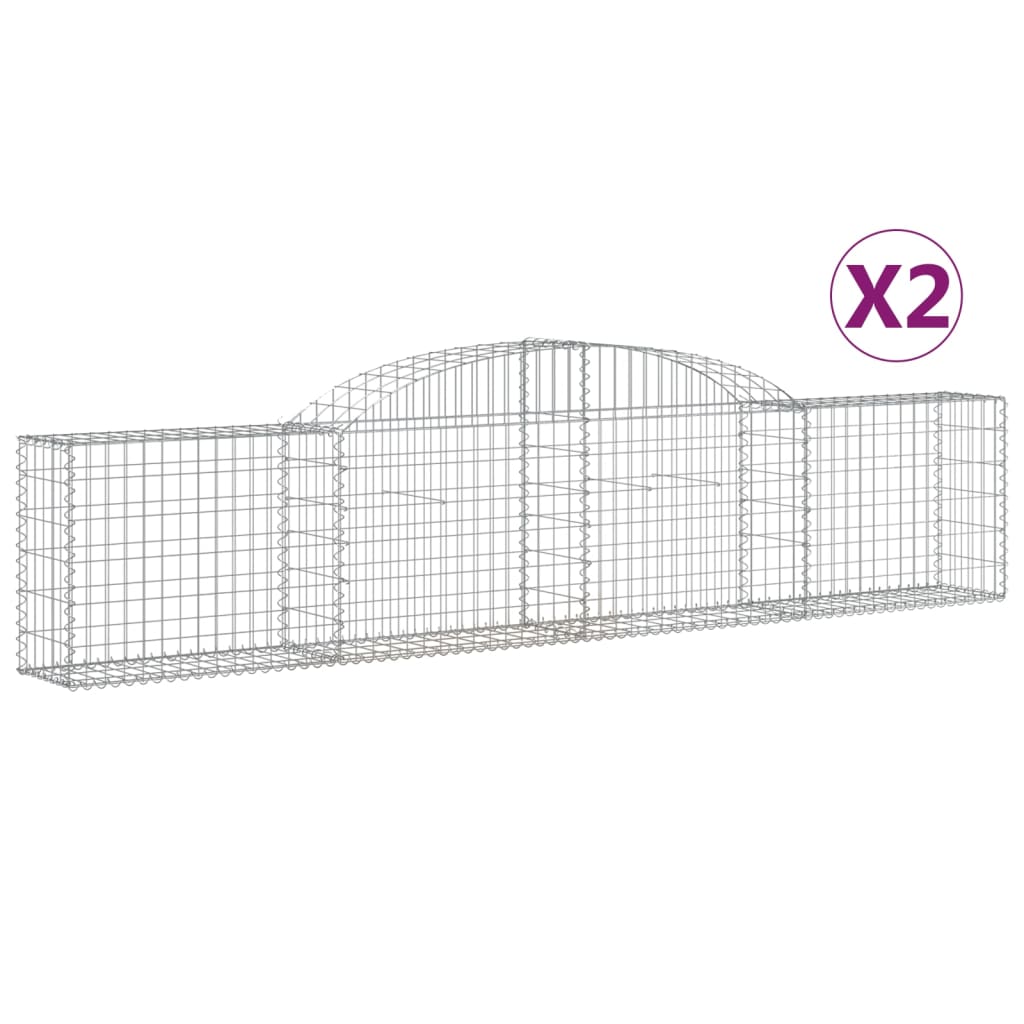 Coșuri gabion arcuite, 2 buc., 300x30x60/80 cm, fier galvanizat