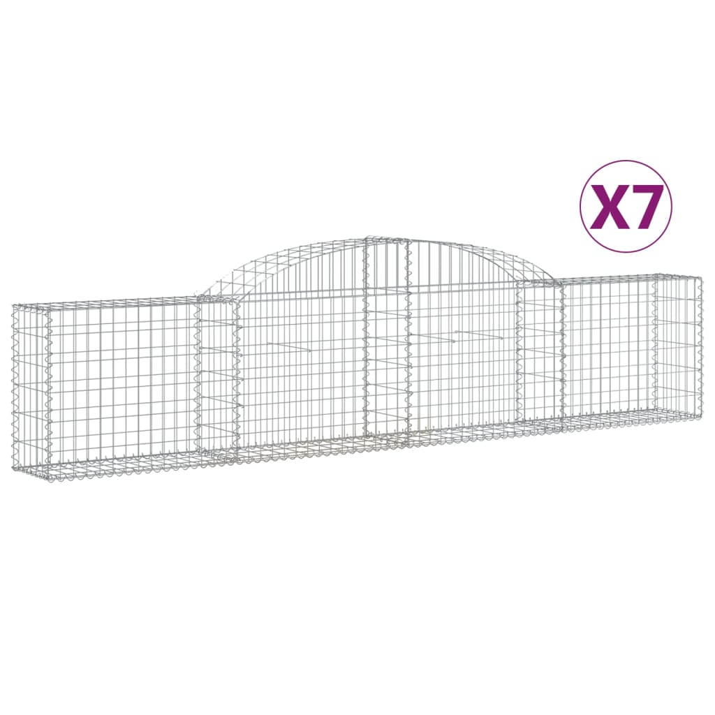 Coșuri gabion arcuite, 7 buc., 300x30x60/80 cm, fier galvanizat