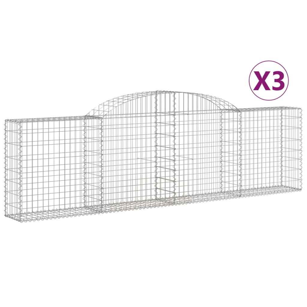 Coșuri gabion arcuite 3 buc., 300x30x80/100 cm, fier galvanizat