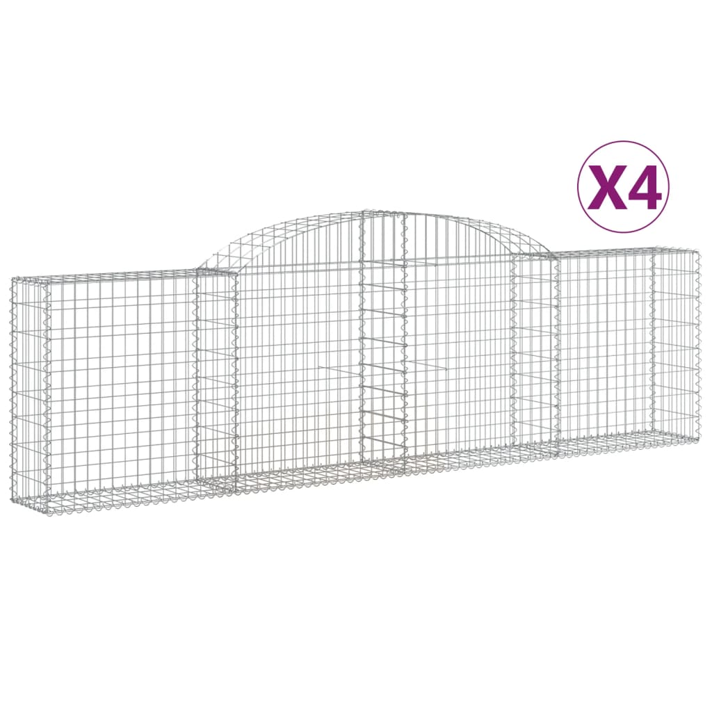 Coșuri gabion arcuite 4 buc., 300x30x80/100 cm, fier galvanizat