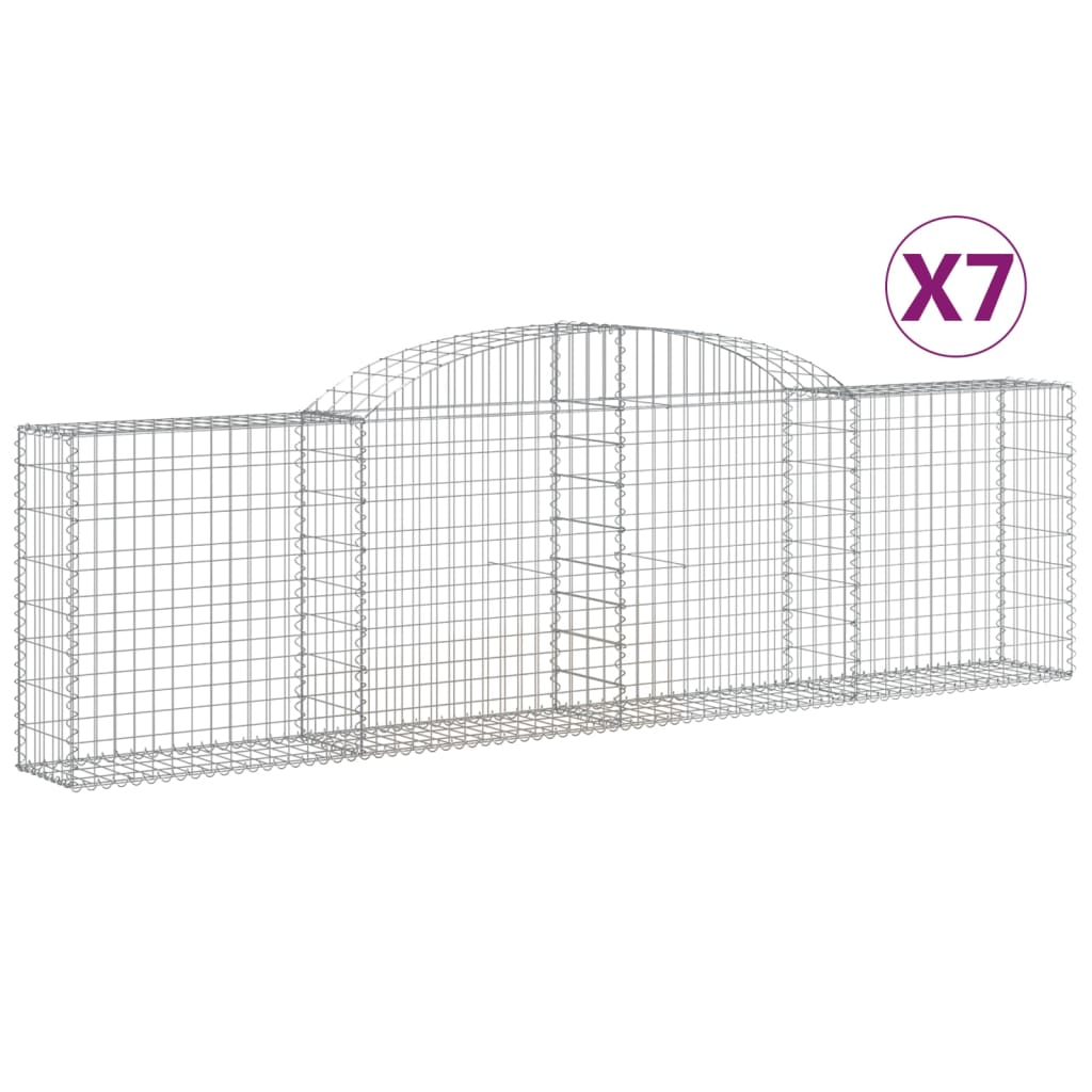 Coșuri gabion arcuite 7 buc., 300x30x80/100 cm, fier galvanizat