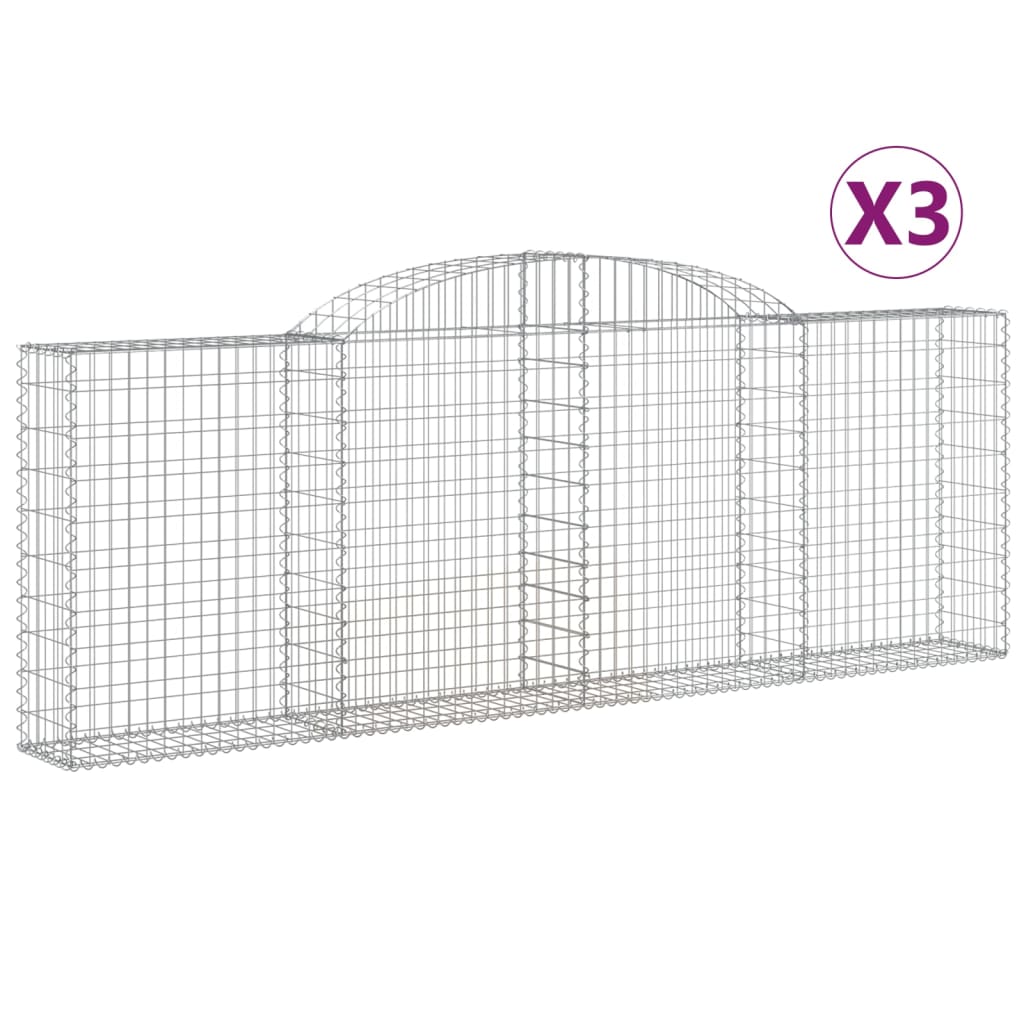 Coșuri gabion arcuite 3 buc, 300x30x100/120 cm fier galvanizat