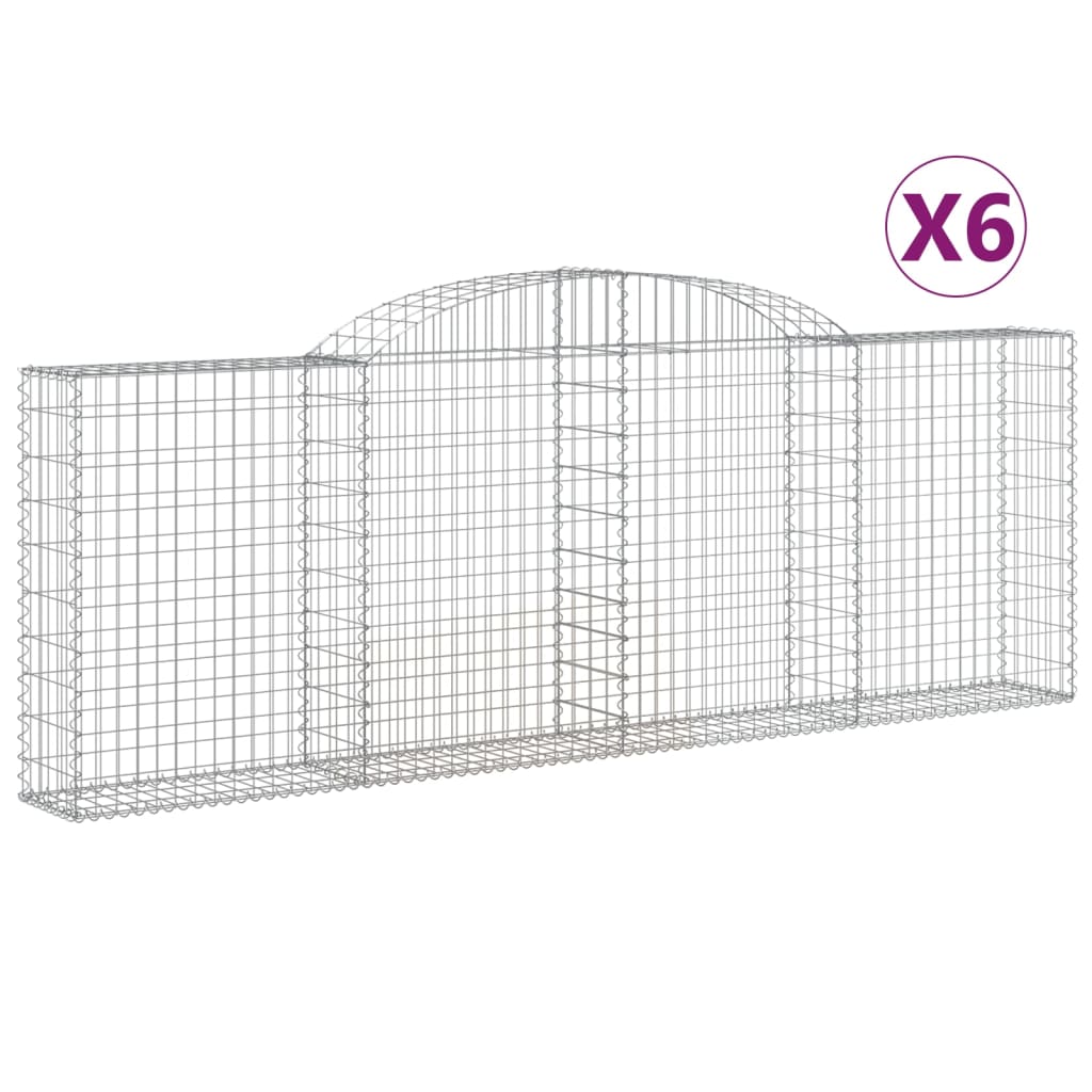 Coșuri gabion arcuite 6 buc, 300x30x100/120 cm fier galvanizat