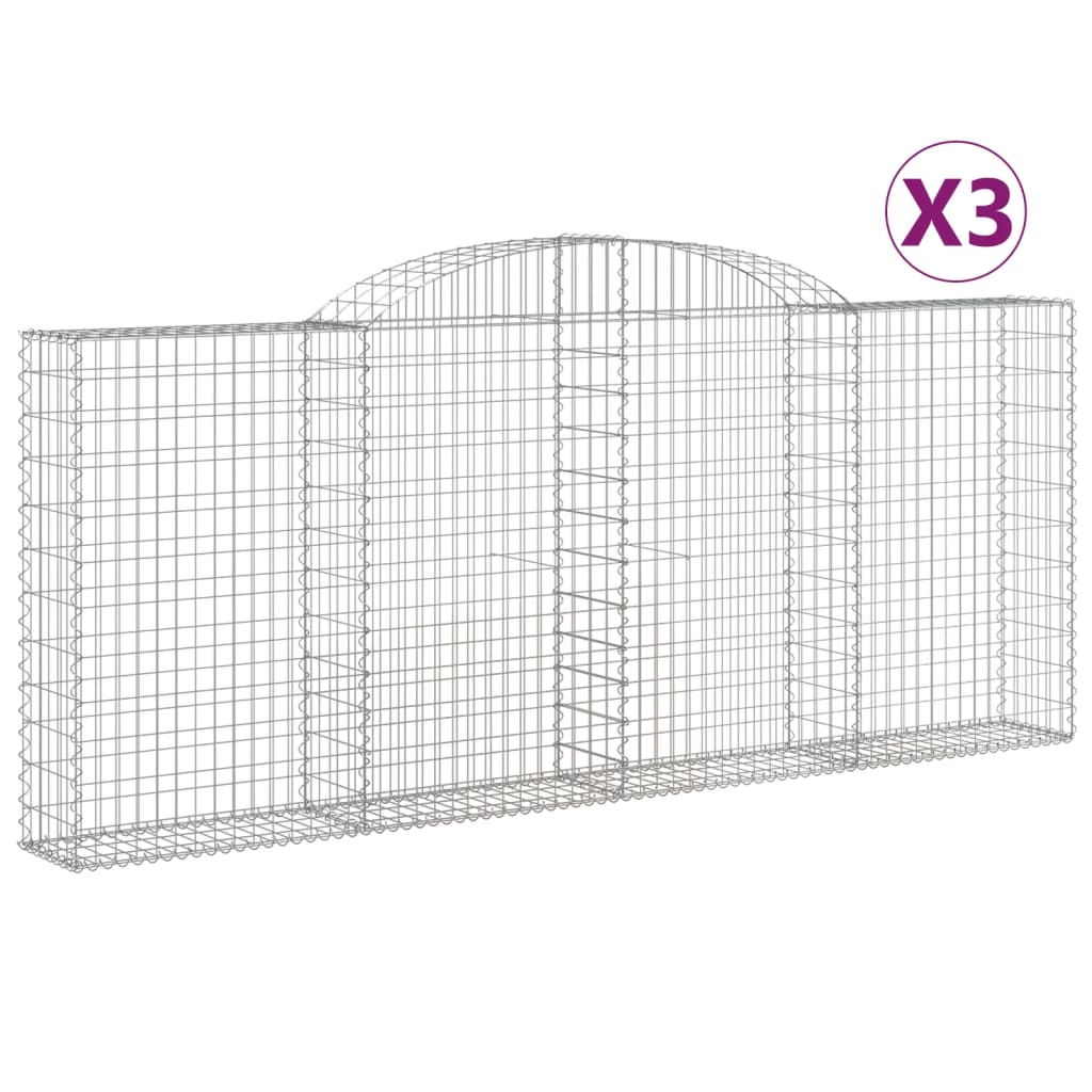 Coșuri gabion arcuite 3 buc, 300x30x120/140 cm, fier galvanizat