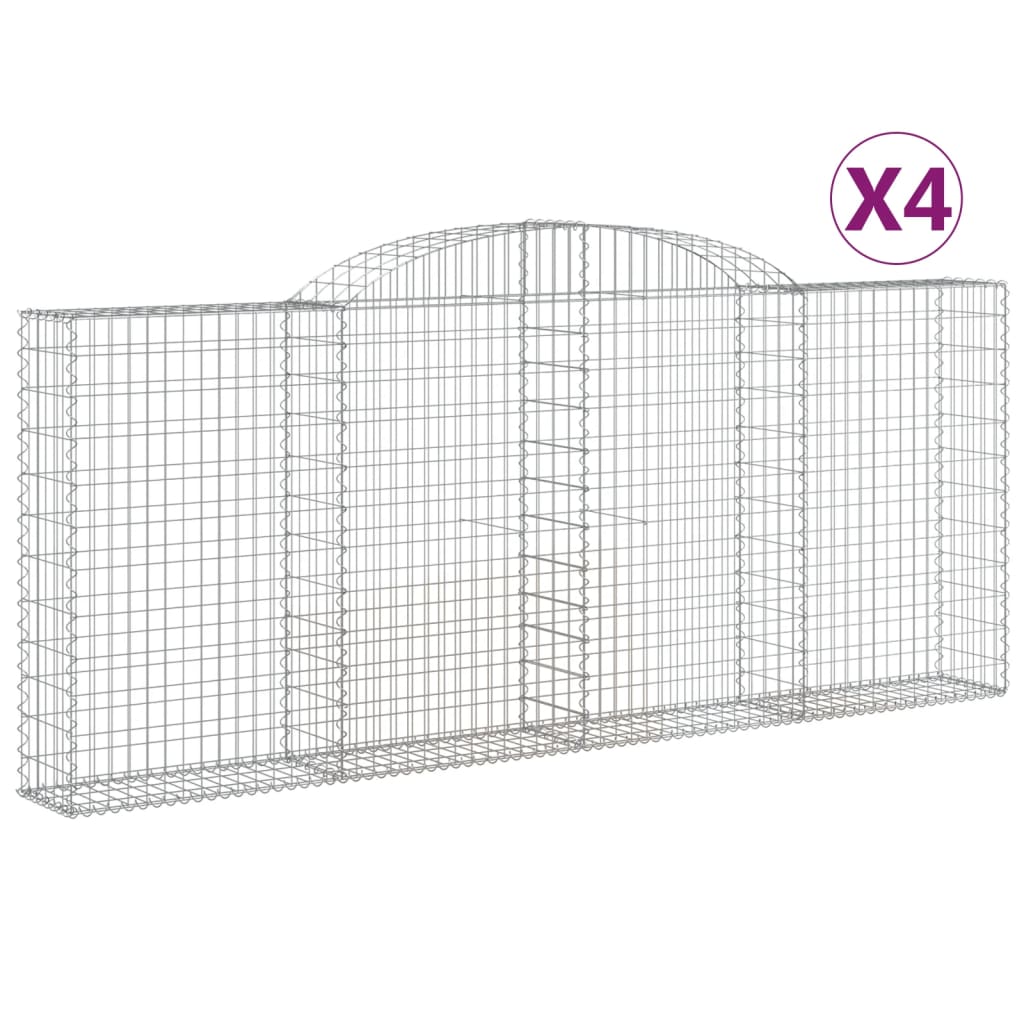 Coșuri gabion arcuite 4 buc, 300x30x120/140 cm, fier galvanizat