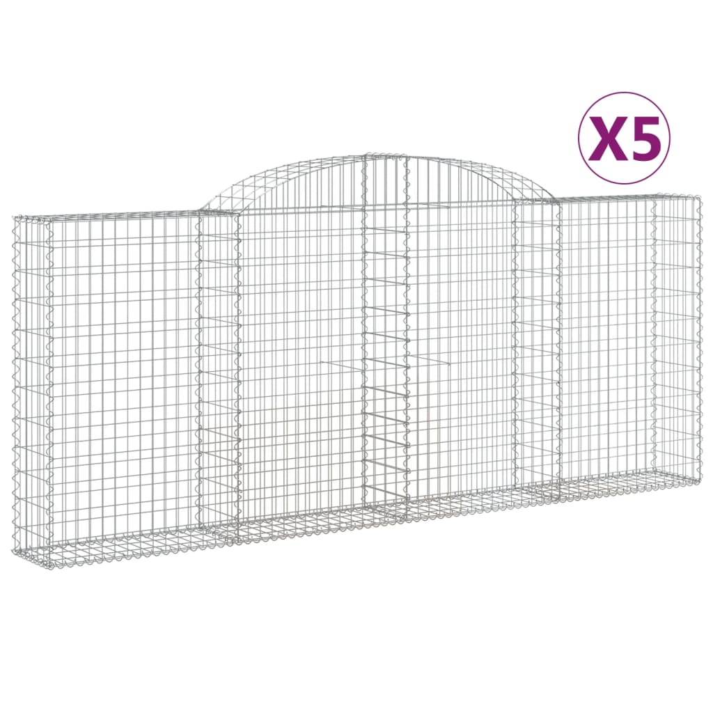 Coșuri gabion arcuite 5 buc, 300x30x120/140 cm, fier galvanizat