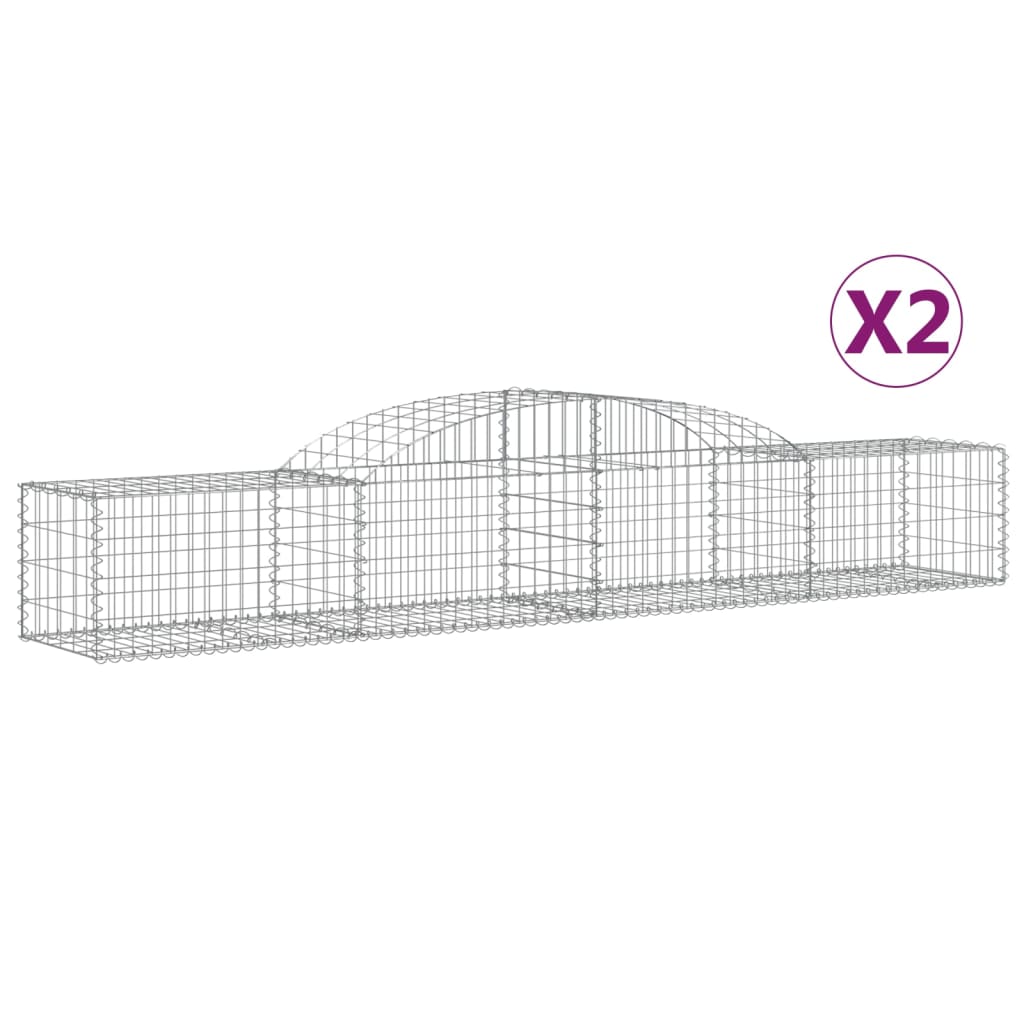 Coșuri gabion arcuite, 2 buc., 300x50x40/60 cm, fier galvanizat