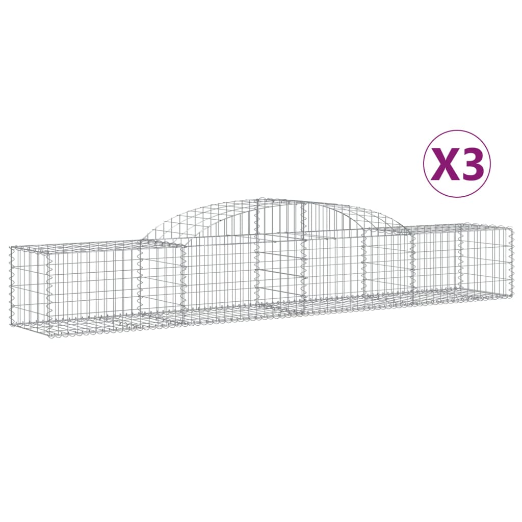 Coșuri gabion arcuite, 3 buc., 300x50x40/60 cm, fier galvanizat