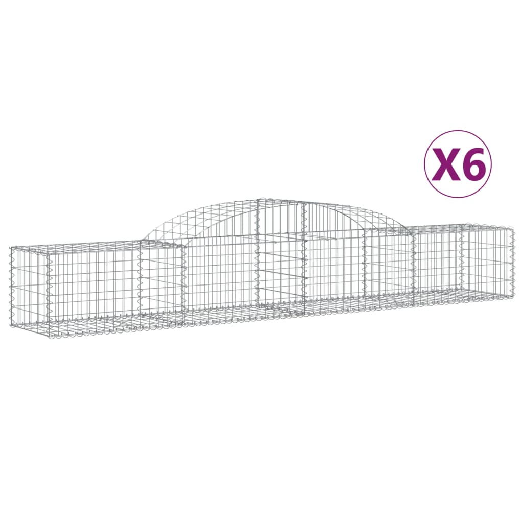 Coșuri gabion arcuite, 6 buc., 300x50x40/60 cm, fier galvanizat