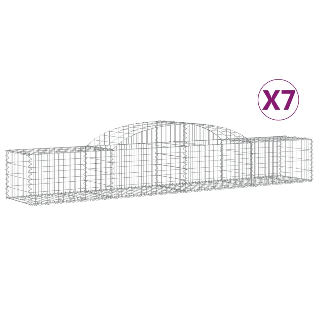 Coșuri gabion arcuite, 7 buc., 300x50x40/60 cm, fier galvanizat