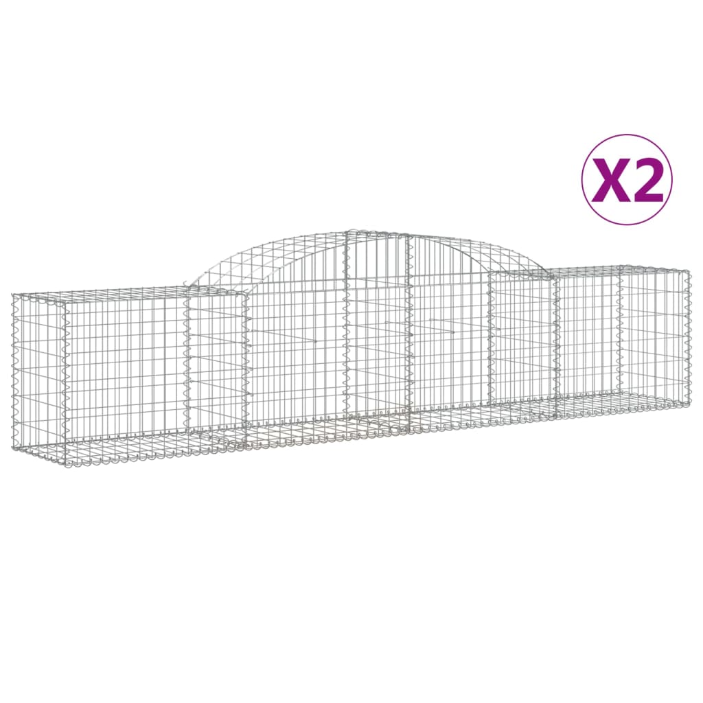 Coșuri gabion arcuite 2 buc, 300x50x60/80 cm, fier galvanizat