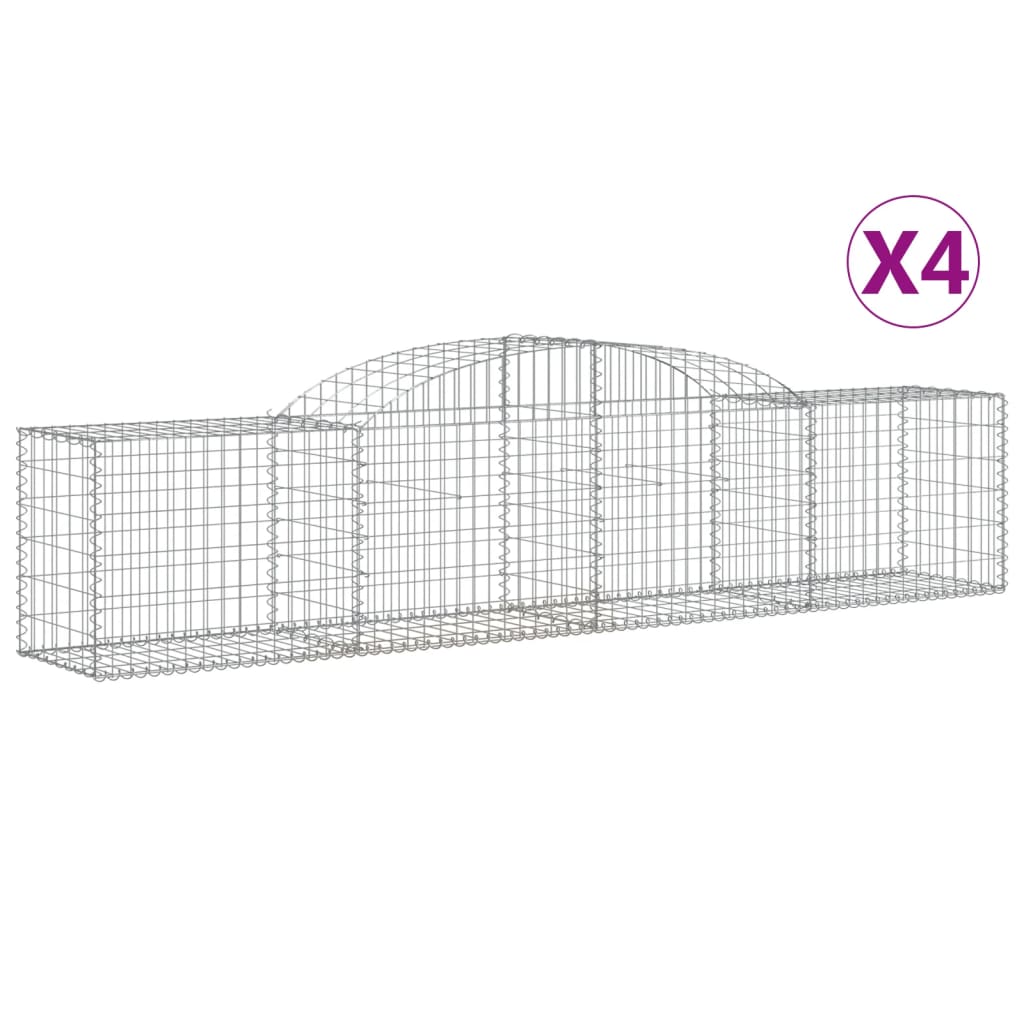 Coșuri gabion arcuite 4 buc, 300x50x60/80 cm, fier galvanizat