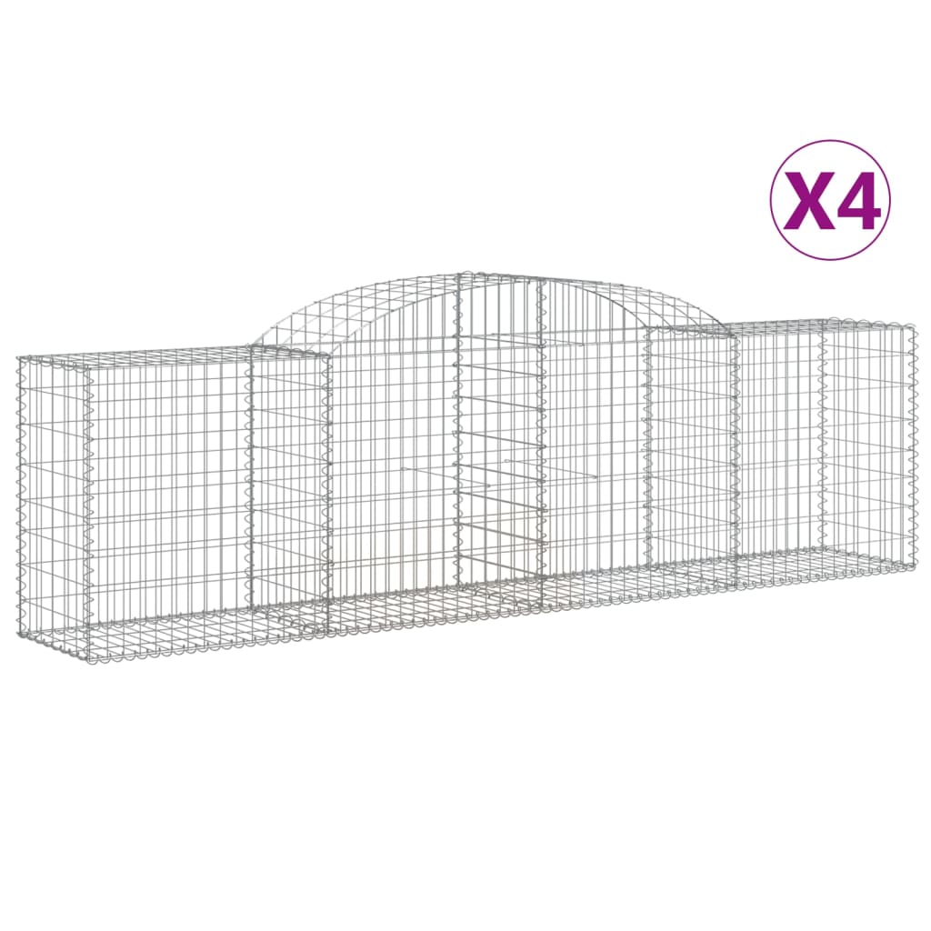 Coșuri gabion arcuite 4 buc, 300x50x80/100 cm, fier galvanizat