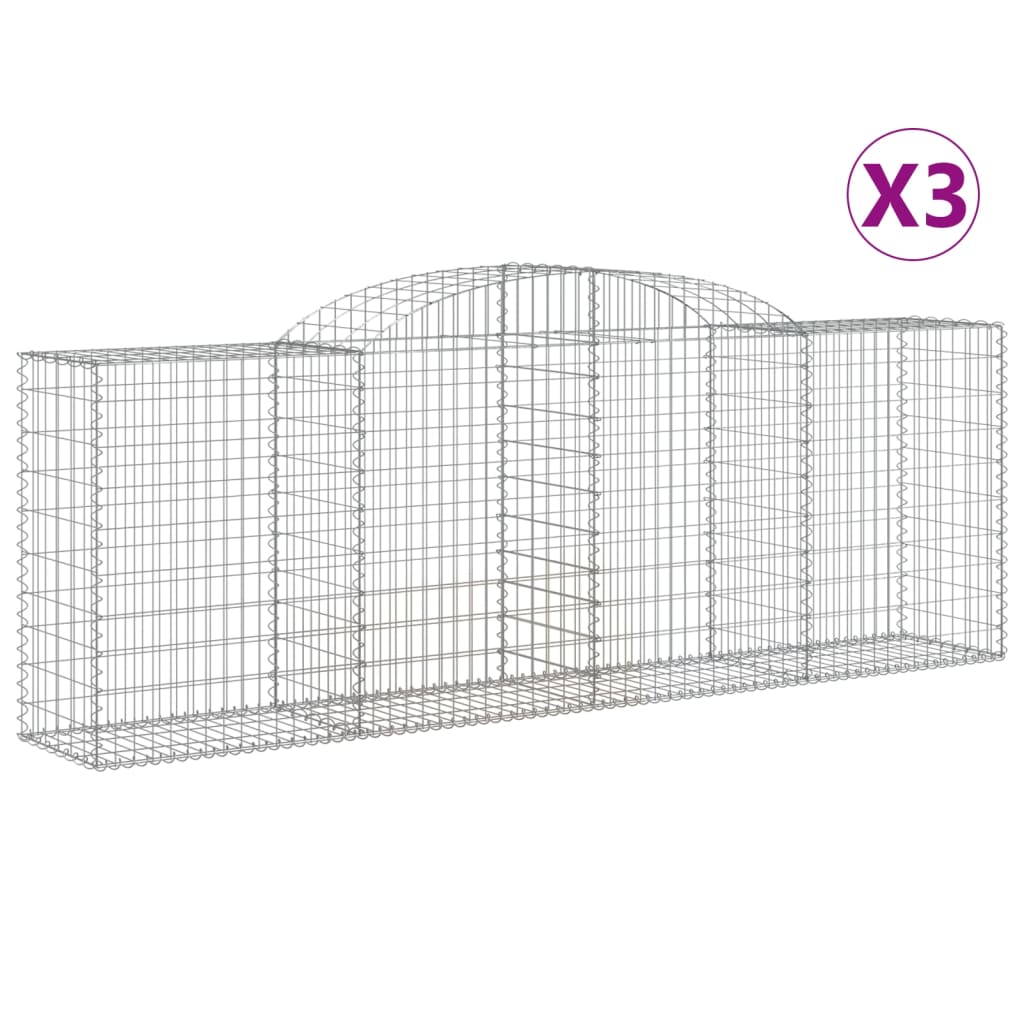 Coșuri gabion arcuite 3 buc, 300x50x100/120 cm fier galvanizat