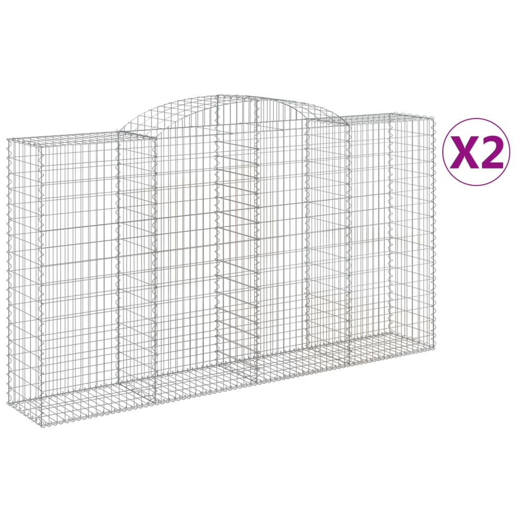 Coșuri gabion arcuite 2 buc, 300x50x160/180 cm, fier galvanizat