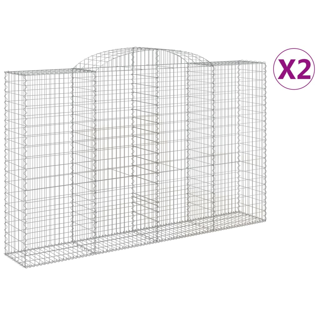 Coșuri gabion arcuite 2 buc, 300x50x180/200 cm, fier galvanizat