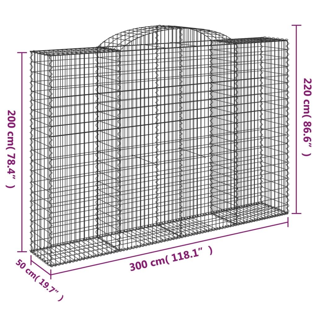 Coșuri gabion arcuite 2 buc. 300x50x200/220 cm, fier galvanizat