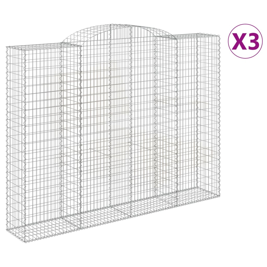 Coșuri gabion arcuite, 3 buc, 300x50x220/240cm, fier galvanizat