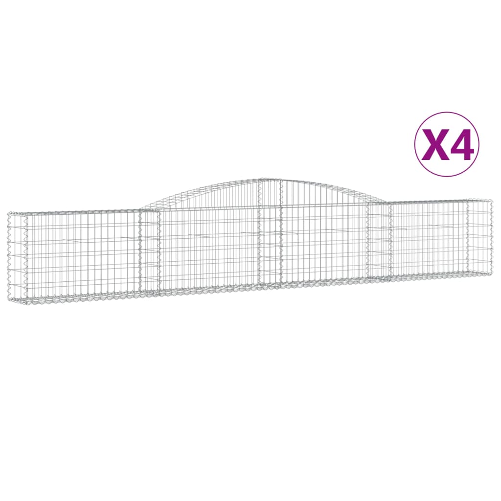 Coșuri gabion arcuite 4 buc, 400x30x60/80 cm, fier galvanizat